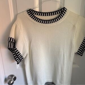 Elegant Cream and Black Striped Women's Sweater